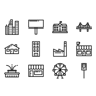 City mega pack outlined icon packages