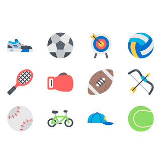 Sports flat color icon packages