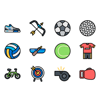 Sports lineal color icon packages