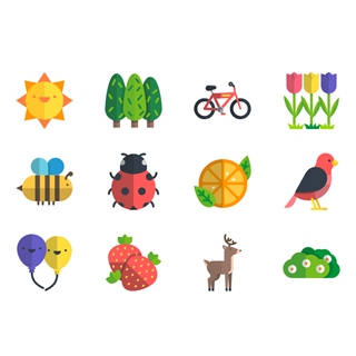 Nature flat color icon packages