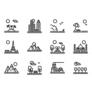 Landscapes linear icon packages