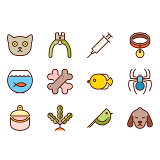 Flat with line Pet Shop icon packages