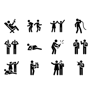 Birthday pictograms icon packages