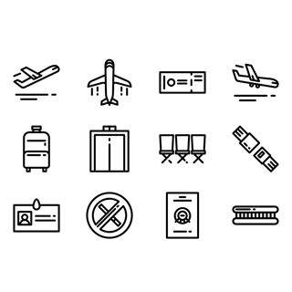 Airport mega pack linear icon packages