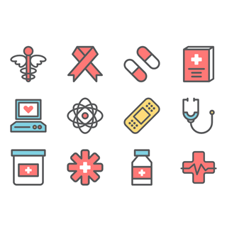 Medical elements color icon packages