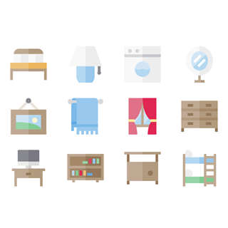 Furniture color icon packages