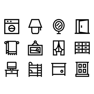 Furniture linear icon packages