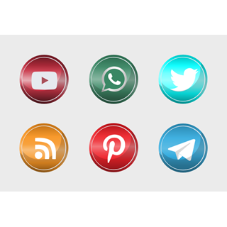 Social media round set icon packages