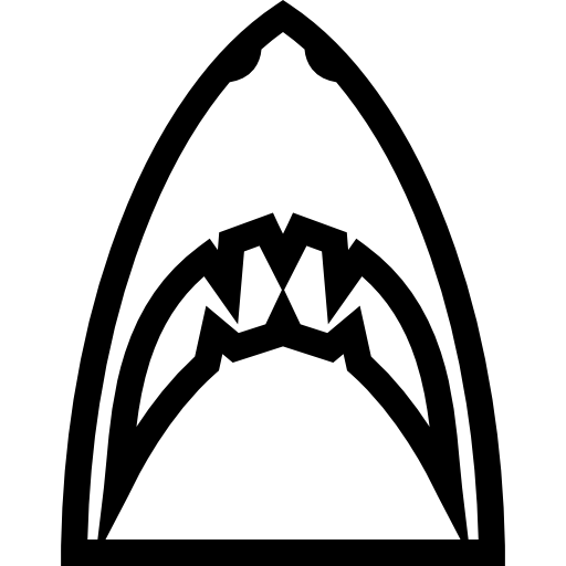 Bottom View Head Outlined Mouth Shark Animal Sea Life Outline Animals Icon