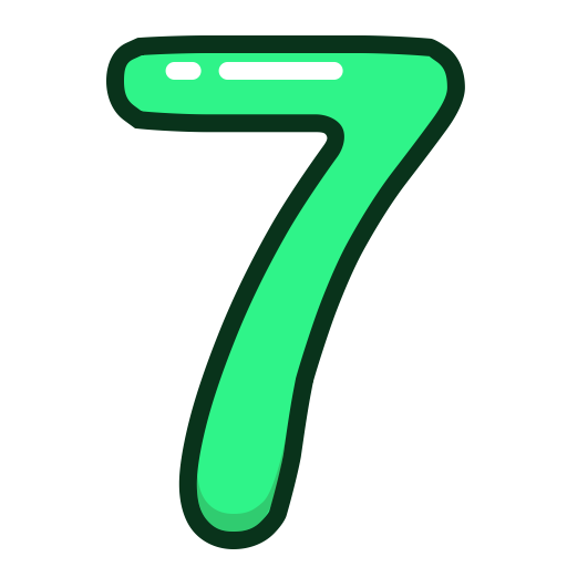 number, study, seven, green, numbers icon